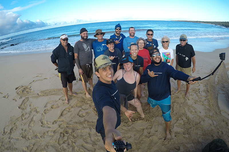 Our guides taking a selfie during a paid service day in Hawaii. 