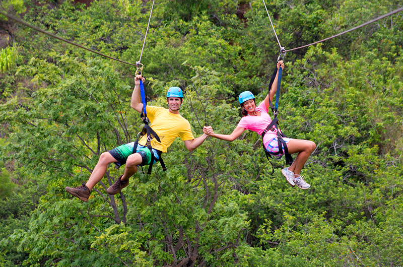 Go ziplining on your honeymoon in Hawaii