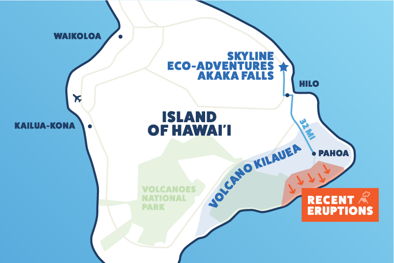 Volcano effect on Big Island Map